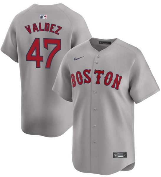 Mens Boston Red Sox #47 Enmanuel Valdez Gray Cool Base Stitched Baseball Jersey Dzhi